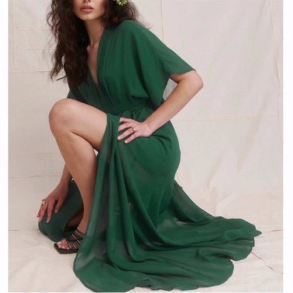 NEW Reformation Winslow Dress Emerald XS - Picture 11 of 17